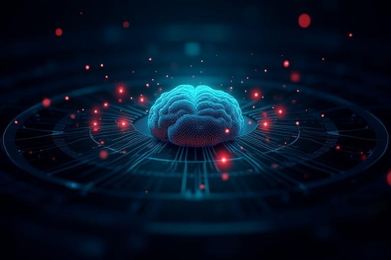AI brain graphic with security